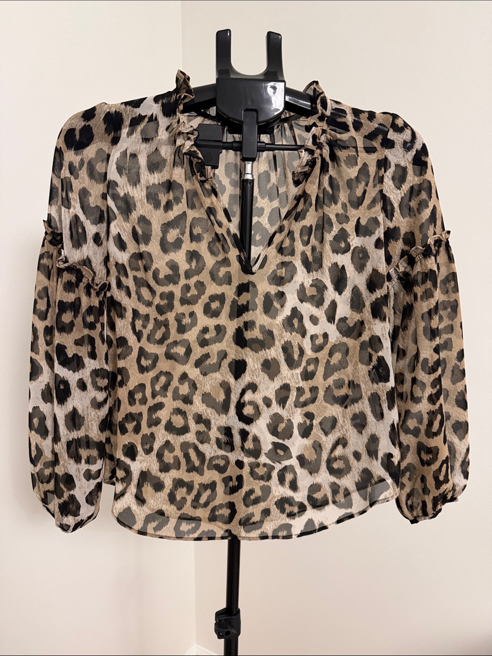 Banana Republic Leopard Print Sheer Blouse - Tan, Black
